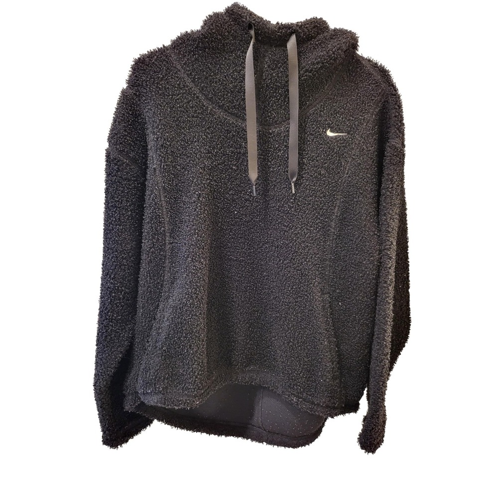 Nike Therma-Fit Hoodie Womens Small Sherpa Fleece Pullover Sweatshirt DD6470-010
